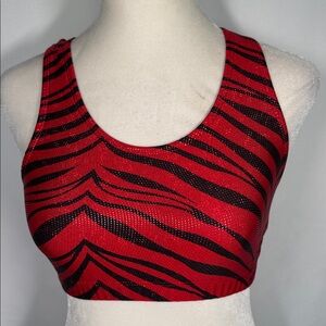 💜3/$15 Pizzazz Red and Black Zebra Print Top Dance Gymnastics